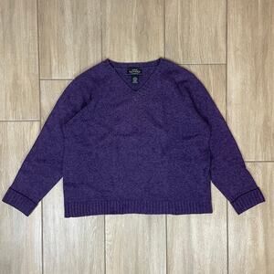 Sonoma Purple Angora Blend Sweater Womens Large V Neck Soft Knit Cozy
